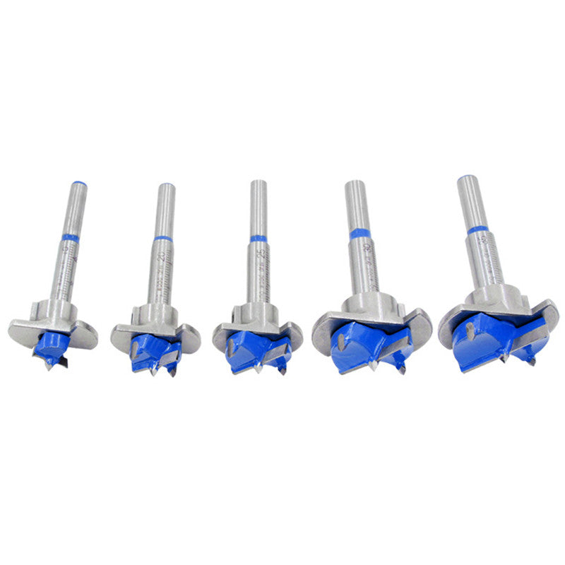Drillpro 5Pcs Forstner Drill Bit Set 15 20 25 30 35mm Wood Auger Cutter Hex Wrench Woodworking Hole Saw for Power Tools Blue