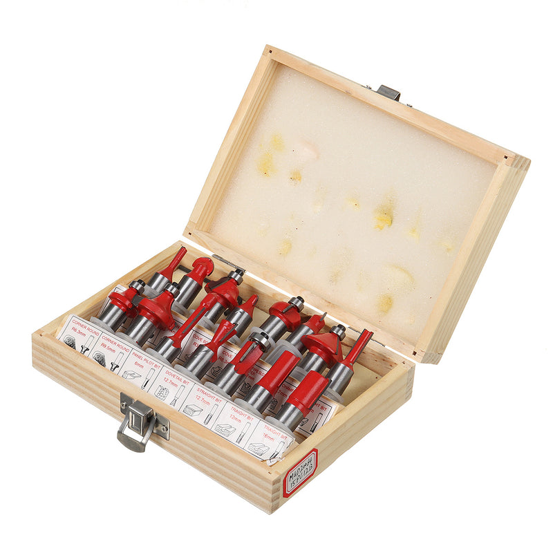12/15pcs 1/2 1/4 Inch Milling Cutter Router Bit Set for Woodworking