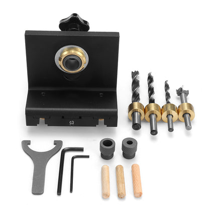 3-In-1 Doweling Jig Kit with Clip Adjustable Hole Puncher Locator Drilling Guide for Furniture Connecting Carpentry Tools