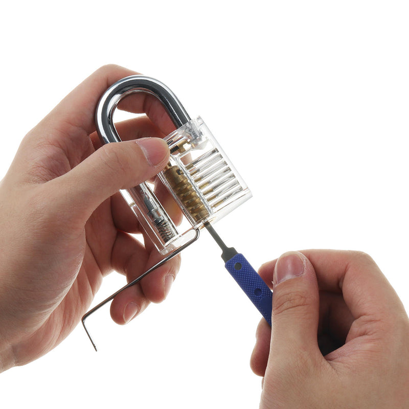 Practice Transparent Lock Kit with Broken Key Extractor Wrench Tool Removing Hooks Hardware Lock Picks