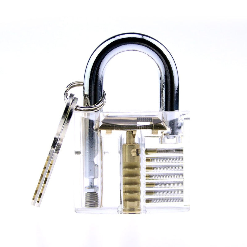 4 in 1 Locksmith Supply Set Transparent Practice Lock with 17pcs Lock Tool Broken Key Remove Pick Hook
