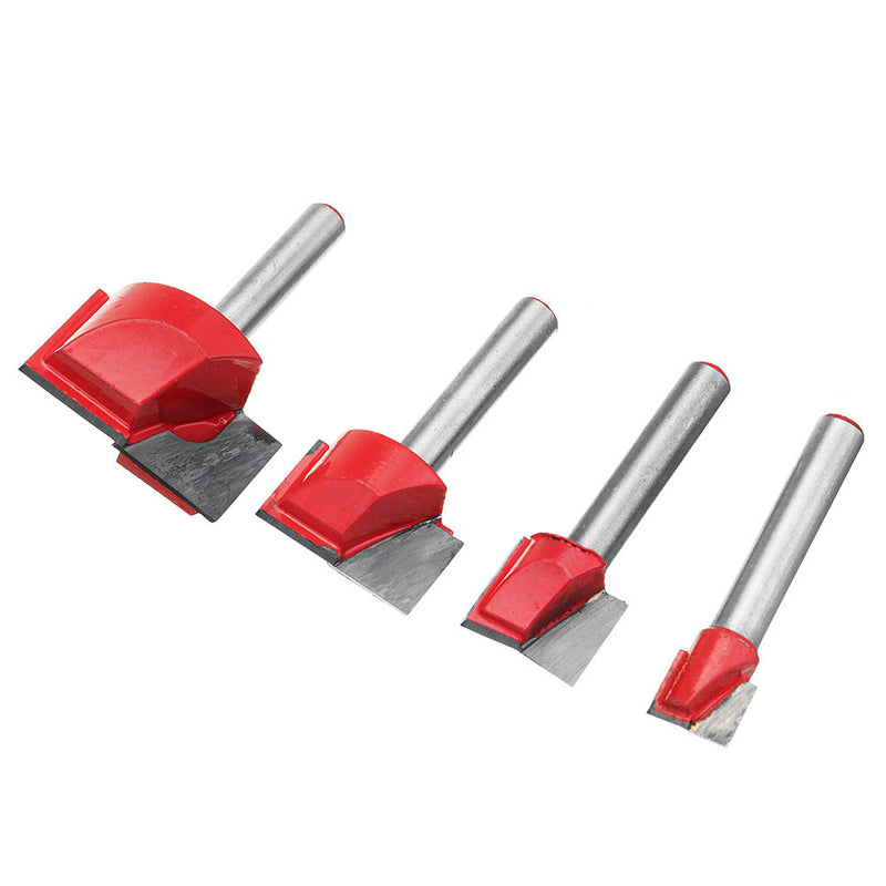 4pcs 10/15/22/30mm Router Bit Surface Planing Bottom Cleaning Wood Milling CNC Router Bit