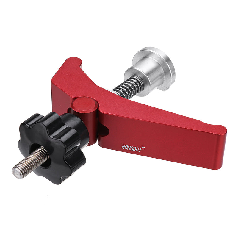 HONGDUI 2 Pcs Red Quick Acting Hold Down Clamp Aluminum Alloy T-Slot T-Track Clamp Set Woodworking Tool for Woodworking Table