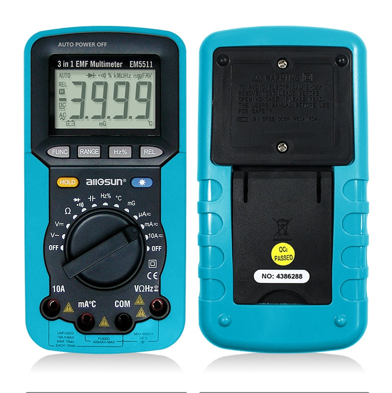 ALL SUN EM5511 3in1 Auto Range Digital Multimeter Voltmeter Ammeter Ohmmeter DC AC EMF Multimeter Automotive Tester