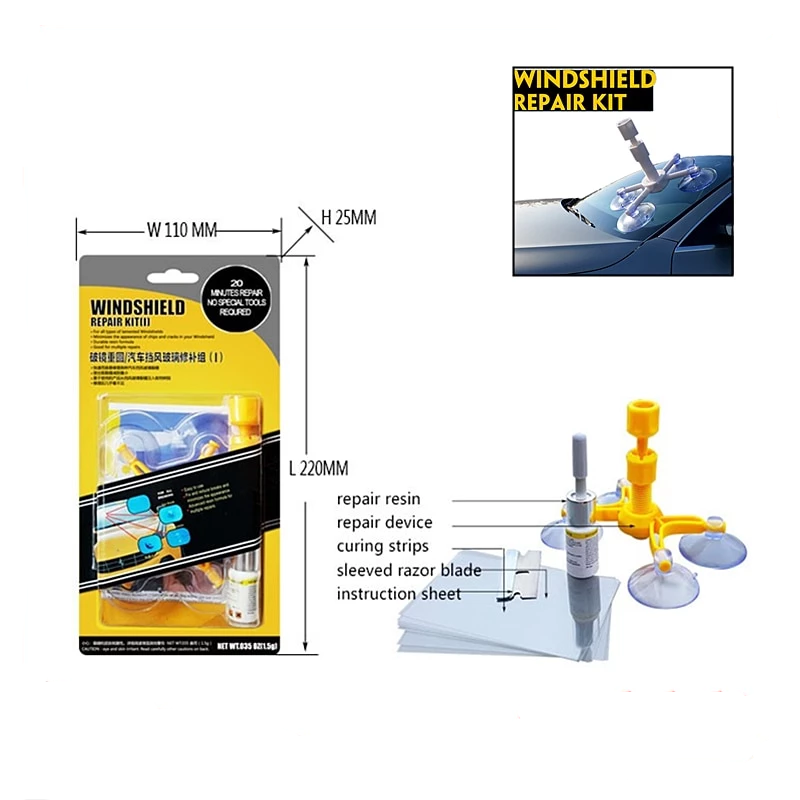 Auto Glass Windscreen Windshield Repair Tool Dent Remove Car Kit Wind Glass Hand Tools For Chip & Crack Repair Tool Kits