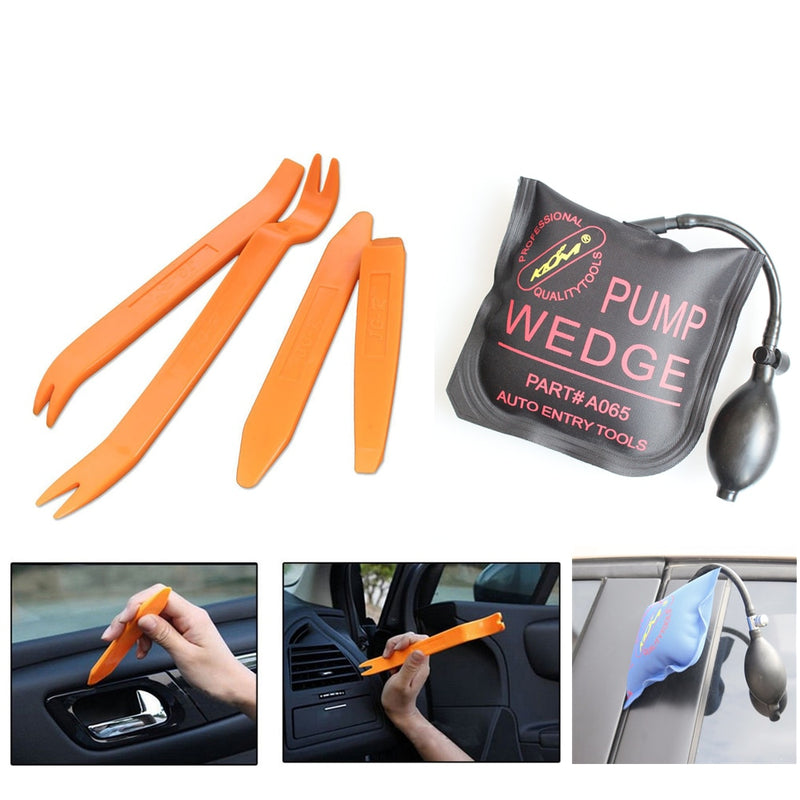 Car Radio Door Clip Panel Trim Dash for Removal Installer Pry Repair Removal Tools with Klom Inflatable Air Pump Wedge