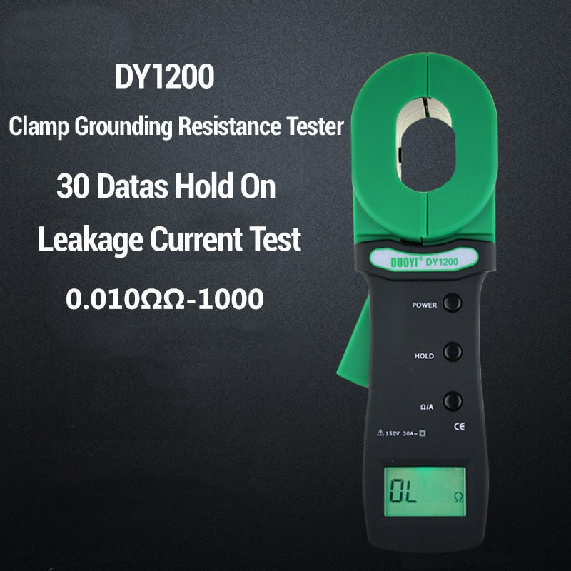 DUOYI DY1200 Resistance Test Meter Industrial Leakage Current Testing Digital Clamp Grounding Resistance Tester