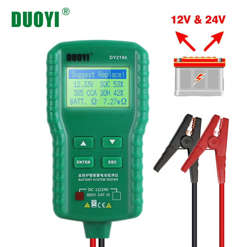 DUOYI DY219A Car Battery Tester 12V/24V 100-1700CCA Battery Tools For Voltage Load Analyzer Diagnostic Tester