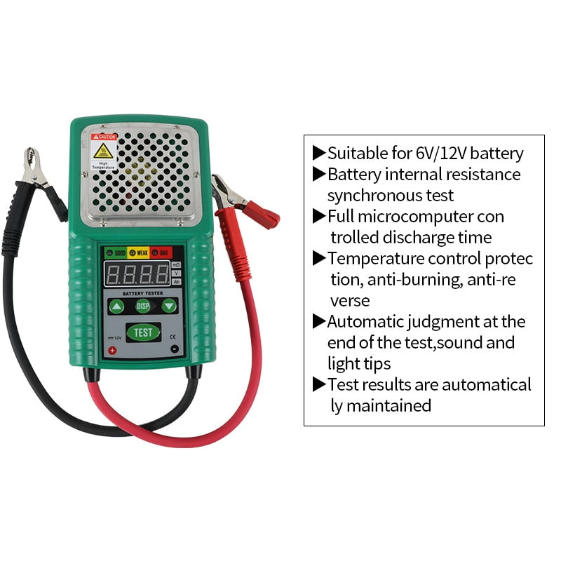 DUOYI DY226 Automotive Battery Tester 6V and 12V DC 4 Digits Display for UPS Battery Solar Energy Storage Battery Marine Battery
