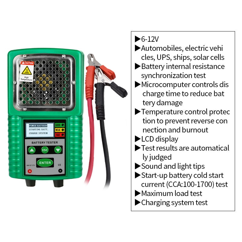 DUOYI DY226A 3 In 1 Car Battery Tester Traction Auto Power Load Starting Charge CCA Test Tool Battery Measurement