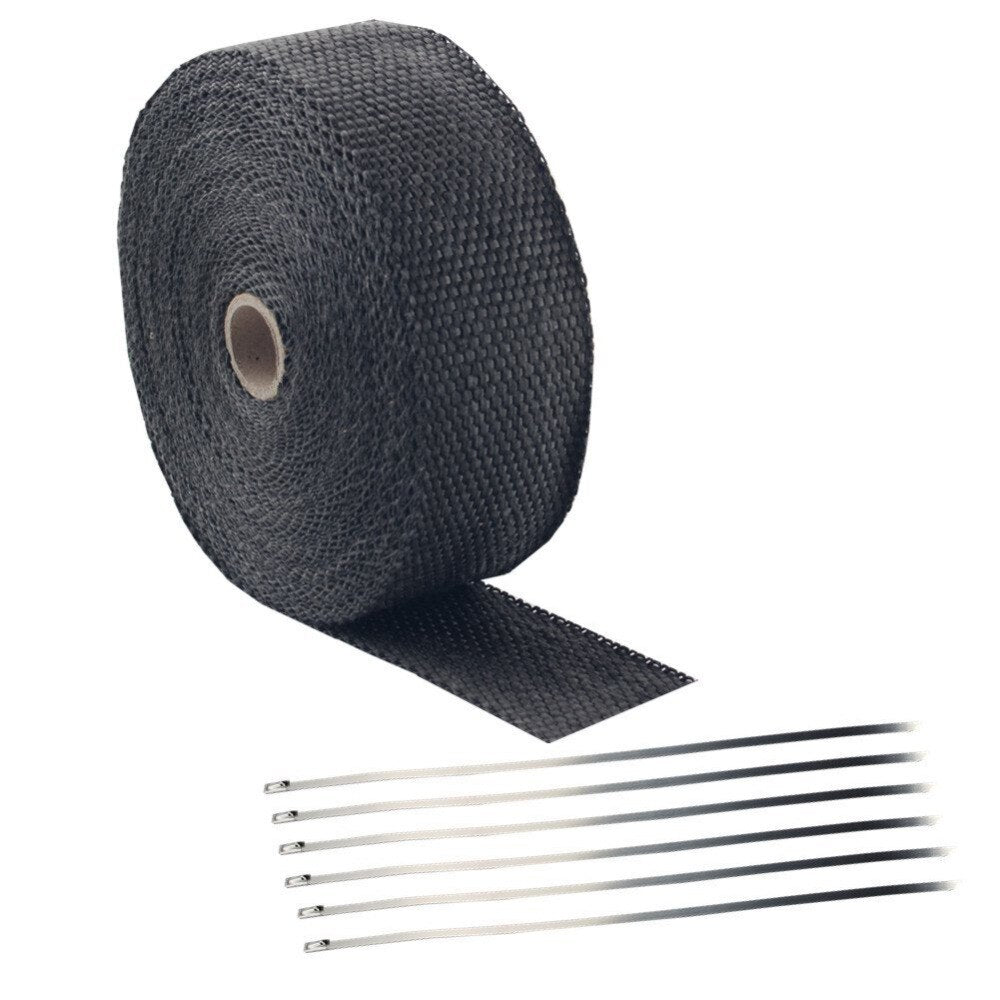 Fiberglass Exhaust Wrap Header Turbo Pipe High Heat Insulating Tape Black Car 10mx5cmx2mm - Cartoolshop