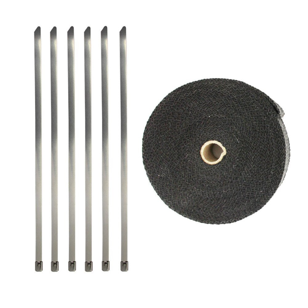 Fiberglass Exhaust Wrap Header Turbo Pipe High Heat Insulating Tape Black Car 10mx5cmx2mm - Cartoolshop
