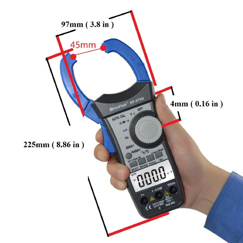 HP-870N Auto Range DC AC Digital Clamp Meter Multimeter Temperature Meter True RMS Frequency - Cartoolshop