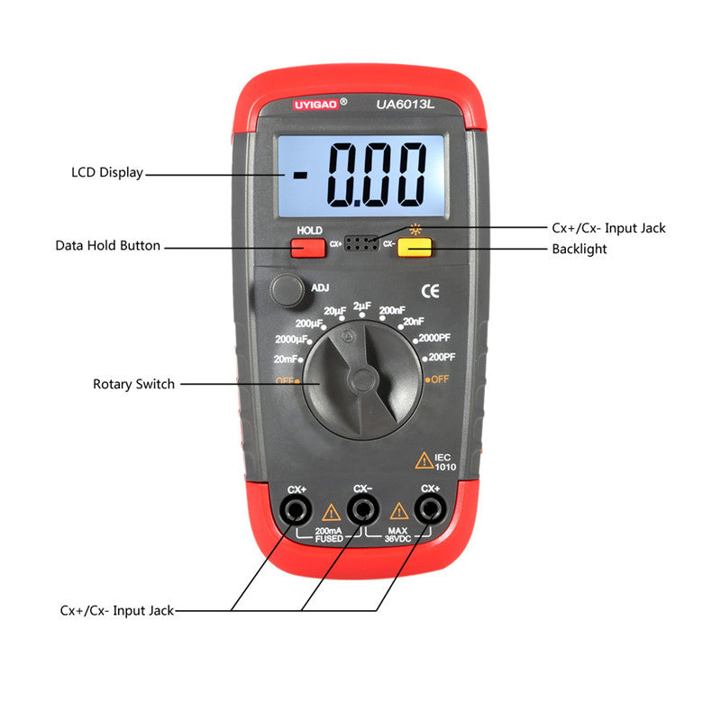 Capacitance Meter UA6013L Auto Range Digital LCD Capacitor Test Multimeter Measurement Tester Meter
