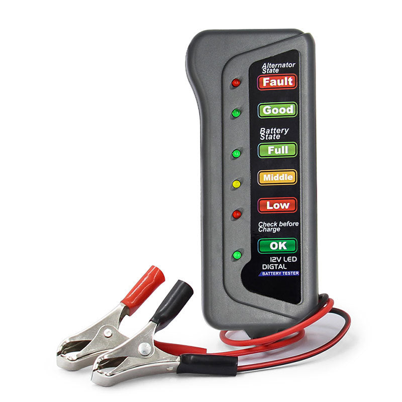 12V Digital Battery Tester For Car Motorcycle LED Digital Battery Alternator Tester 6 LED Display Indicate