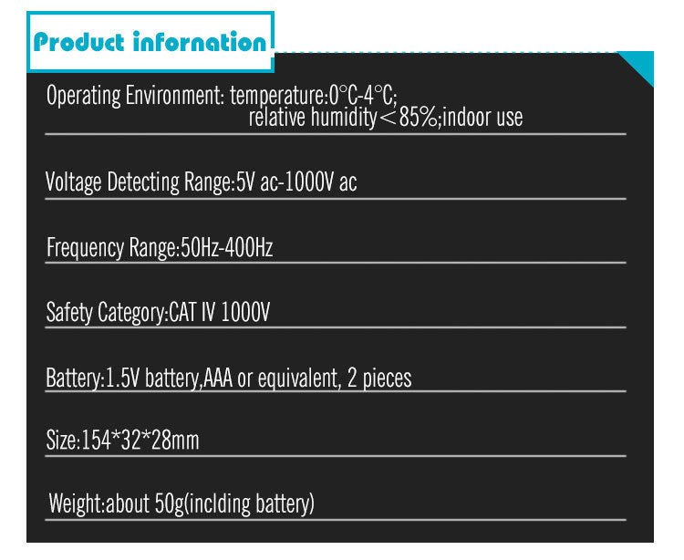 All Sun GK16 Non Contact Voltage Detector / Electric Pen 50Hz-400Hz AC 5V-1000V with Adjustable Sensitivity and Flashlight