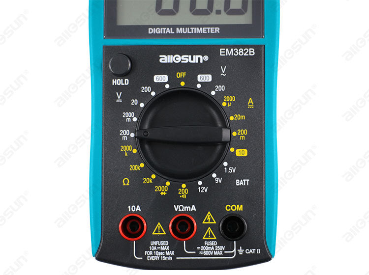 EM382B LCD Display Electric Handheld Tester Meter Digital Multimeter DC AC Voltmeter Continuity Battery Diode