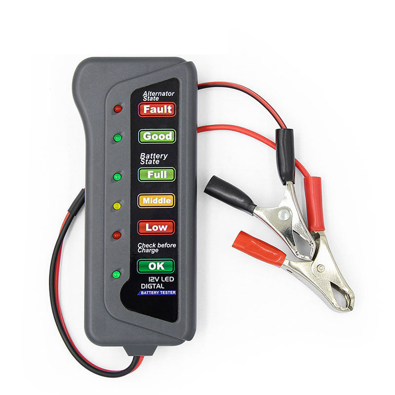 12V Digital Battery Tester For Car Motorcycle LED Digital Battery Alternator Tester 6 LED Display Indicate