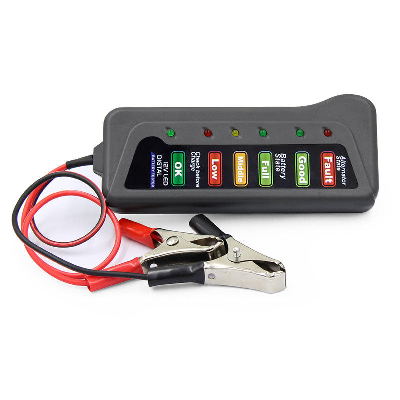 12V Digital Battery Tester For Car Motorcycle LED Digital Battery Alternator Tester 6 LED Display Indicate