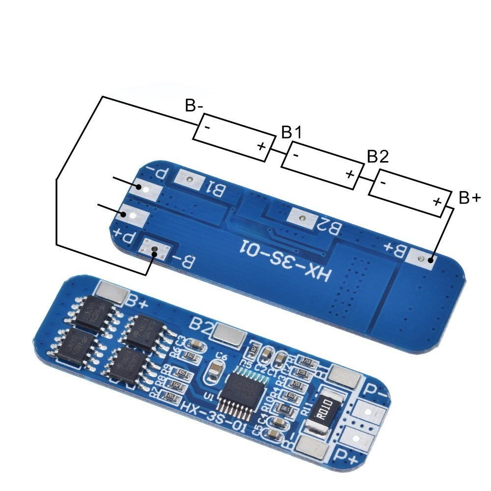 3S 12V 18650 10A BMS Charger Li-ion Lithium Battery Protection Board Circuit Board 10.8V 11.1V 12.6V Electric Blue Battery