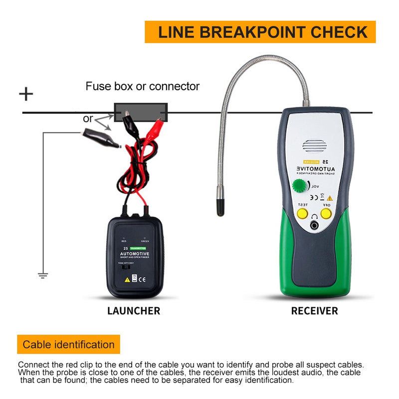 DY25 Automotive Short&Open Circuit Finder Tester Cable Tracker Repair Tool Tester Car Tracer Diagnose Tone Line Finder