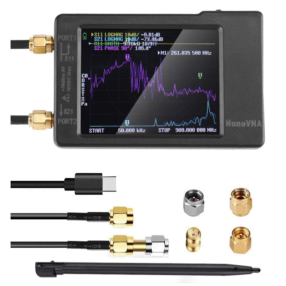 Vector Network Antenna Analyzer 10KHz-1.5GHz MF HF VHF UHF Shell SD Card Slot Supprt 32G Digital Nano VNA-H Tester