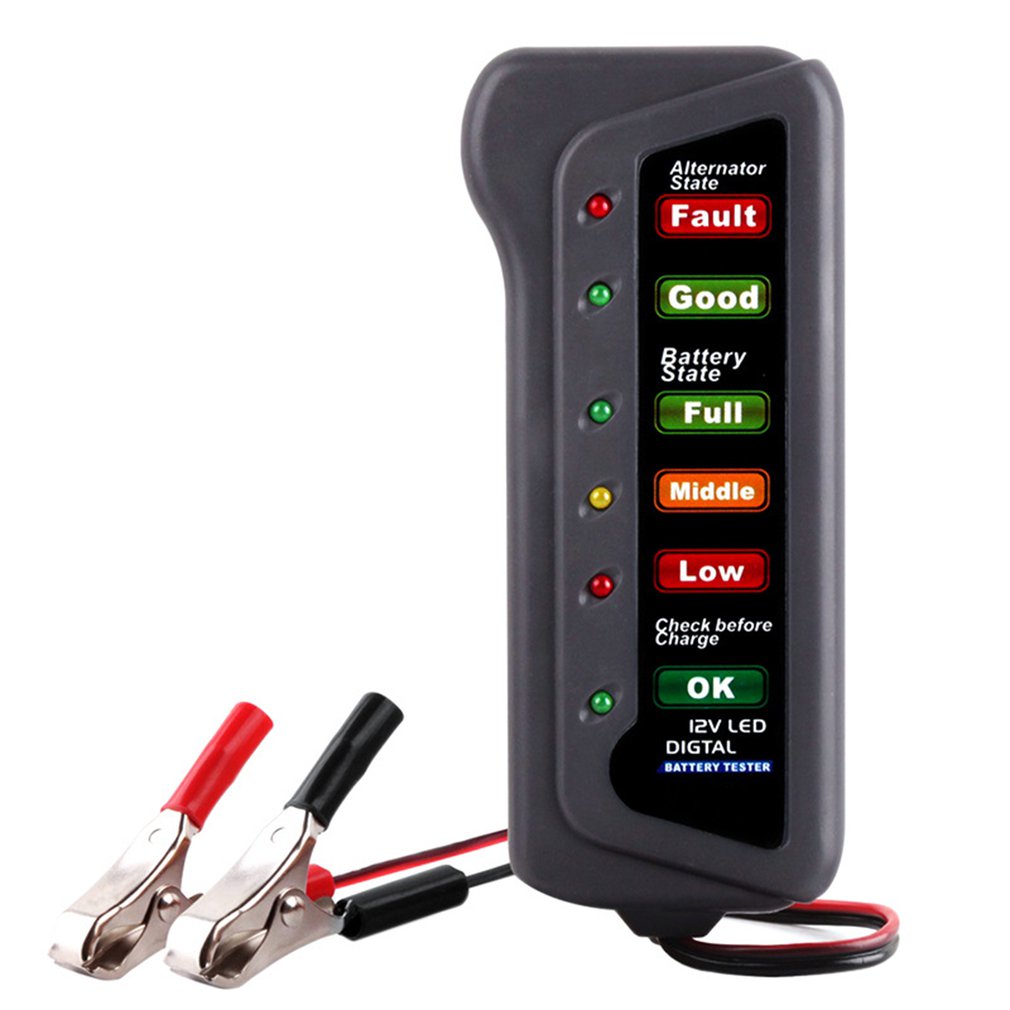 12V Digital Battery Tester For Car Motorcycle LED Digital Battery Alternator Tester 6 LED Display Indicate