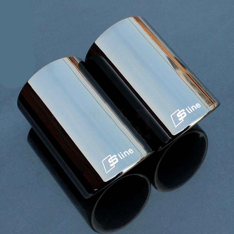 Rline Tail Throat Car Exhaust Pipe Muffler Tip For Audi A1 A3 A4L A5 A6L Q3 Q5 Tail Pipe 1Pair - Cartoolshop