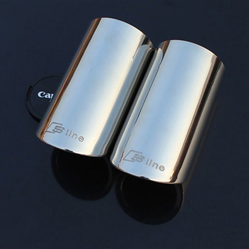 Rline Tail Throat Car Exhaust Pipe Muffler Tip For Audi A1 A3 A4L A5 A6L Q3 Q5 Tail Pipe 1Pair - Cartoolshop