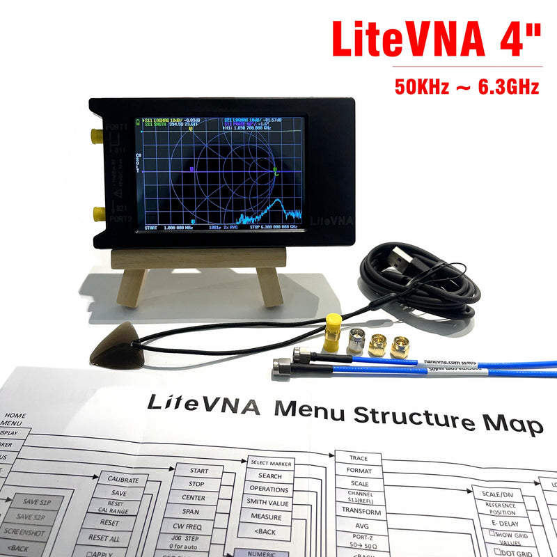 Hugen 50kHz ~ 6.3GHz LiteVNA 4" Display Vector Network Analyzer HF VHF UHF Antenna