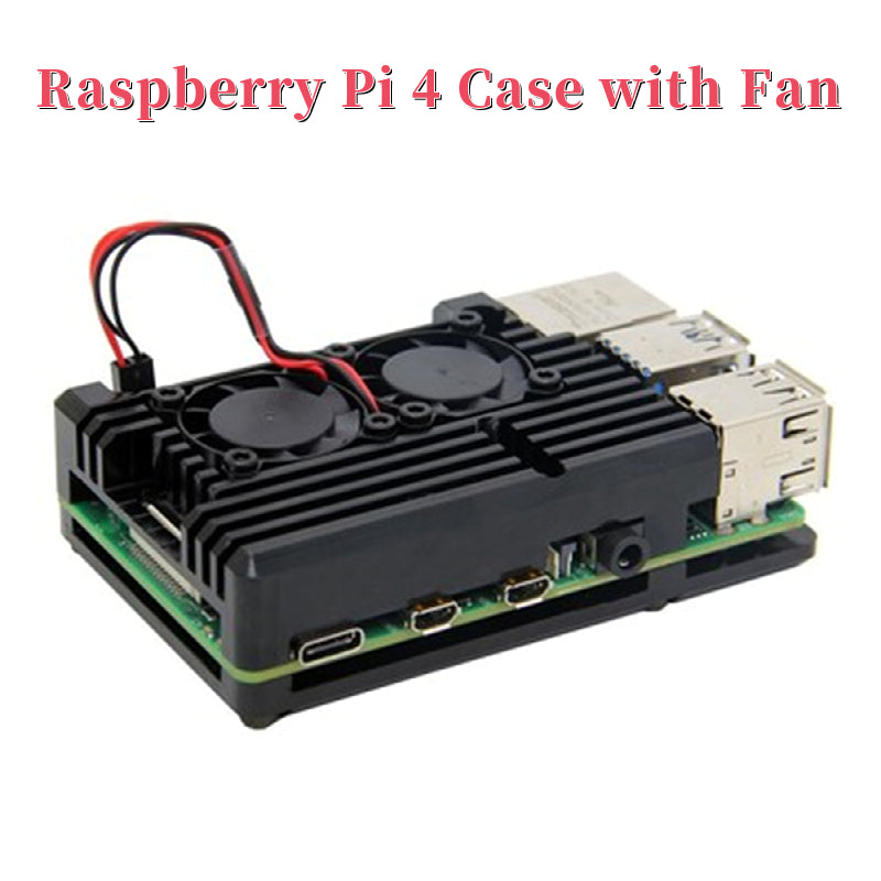 Aluminum Metal Case Box with Dual Fan Heat Sink for Raspberry Pi 4