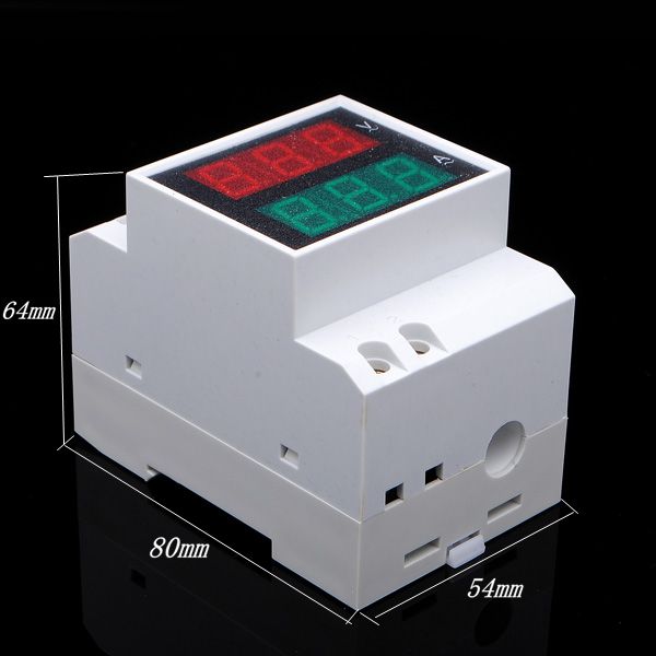 AC 80-300V Din Rail AC LED Dual Display Volt Meter Ammeter Voltage Ampere Gauge