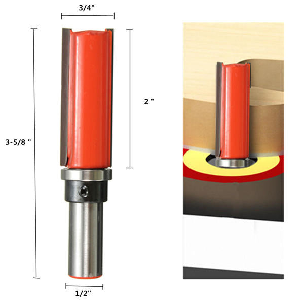 1/2 Inch Straight Shank Router Bit 3/4 Inch Pattern Trim Woodworking Tool