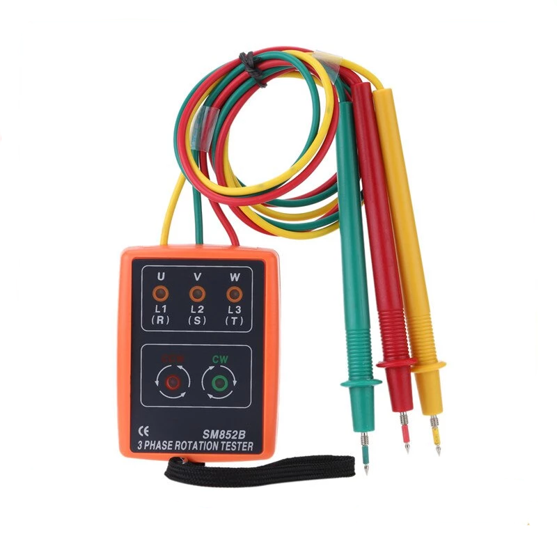 SM852B 3 Phase Sequence Rotation Indicator Tester Phase Indicator Detector Checker Meter Diagnostic Tool with LED + Buzzer - Cartoolshop
