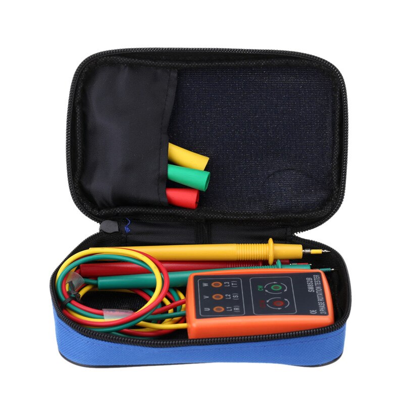 SM852B 3 Phase Sequence Rotation Indicator Tester Phase Indicator Detector Checker Meter Diagnostic Tool with LED + Buzzer - Cartoolshop
