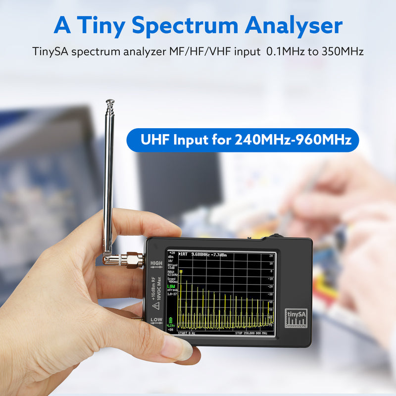 Upgraded Hand Tiny Spectrum Analyzer TinySA 2.8" Display 100kHz To 960MHz with ESD Proteced Version V0.3.1_E