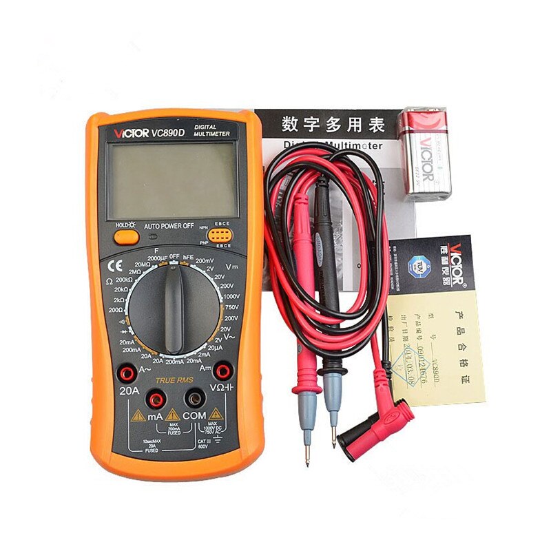 VC890D Digital Multimeter True RMS Multimeter LCD Multimeter Tester 2000UF Capacitor Temperature Measurement - Cartoolshop