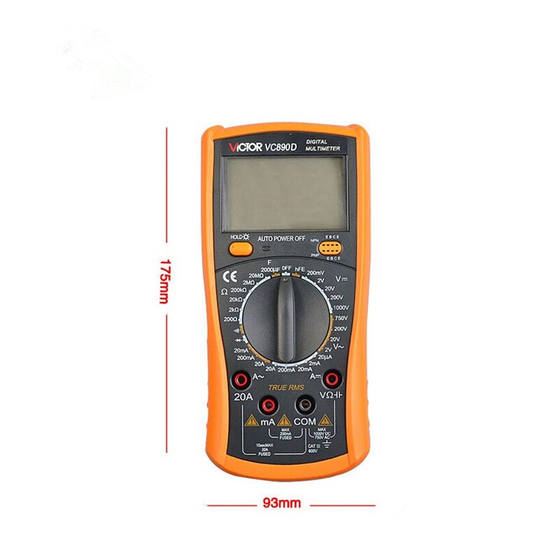 VC890D Digital Multimeter True RMS Multimeter LCD Multimeter Tester 2000UF Capacitor Temperature Measurement - Cartoolshop