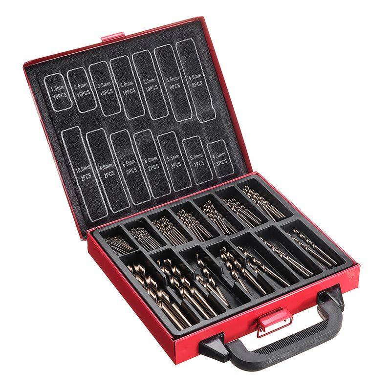 99Pcs M35 Cobalt Drill Bit Set 1.5-10mm HSS-Co Jobber Length Twist Drill Bits with Metal Case for Stainless Steel Wood Metal Drilling