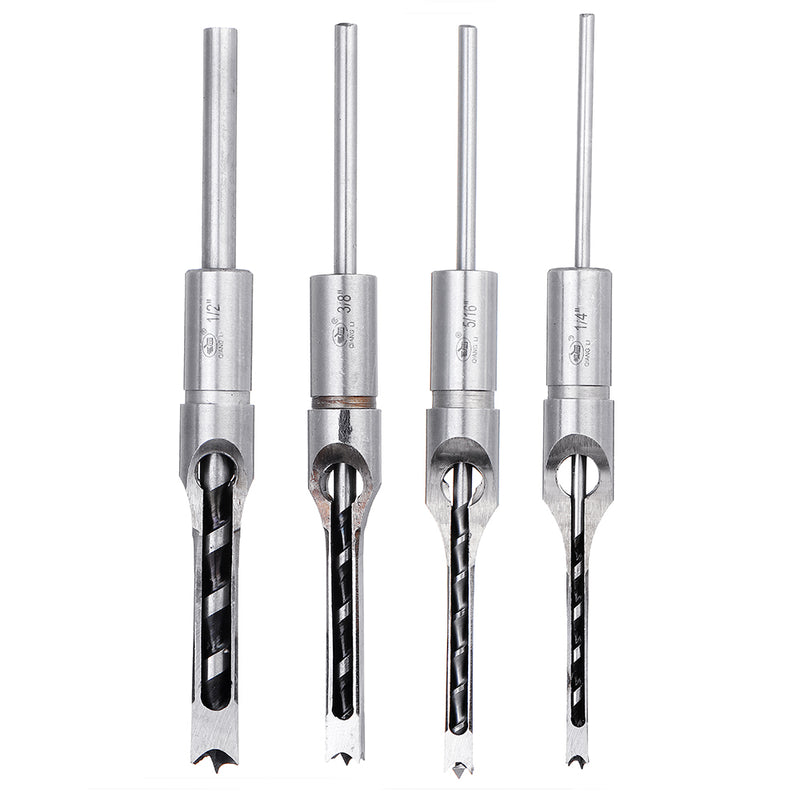Drillpro 6.35/7.94/9.5/12.7mm Woodworking Square Hole Drill Bit Mortising Chisel 1/4 To 1/2 Inch