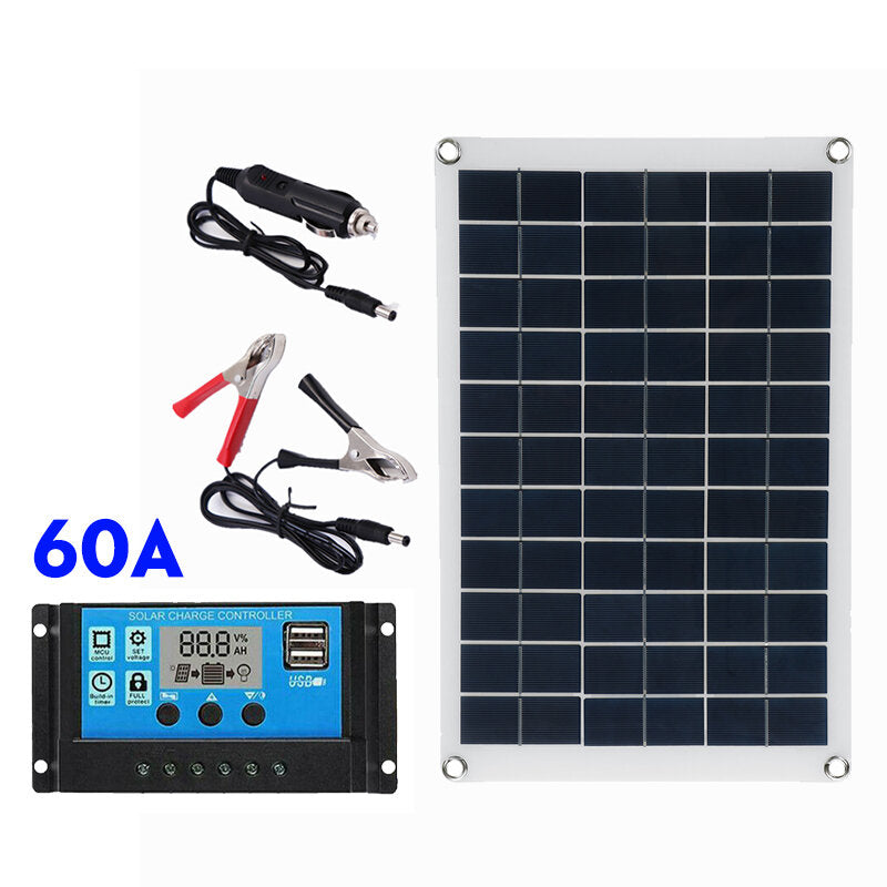 100W Solar Panel Kit 12V Battery Charger 10-100A LCD Controller for Caravan Van Boat