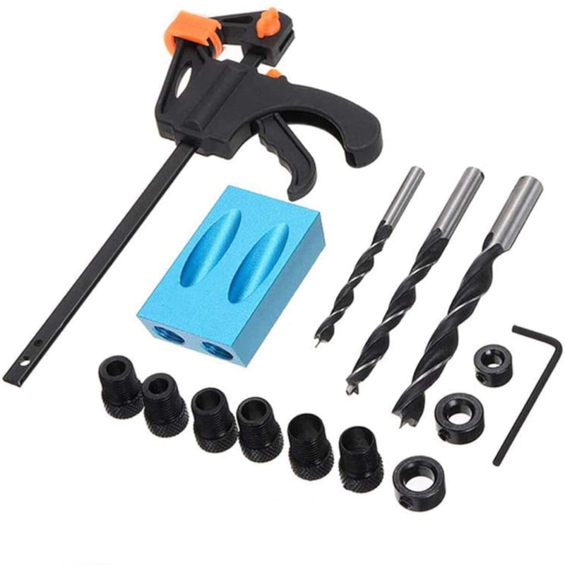15Pcs Pocket Hole Jig Kit Drilling Locator Woodworking Guide Screw Drill Angle Positioning Oblique Locator Inclined Joinery Tools for Carpenter