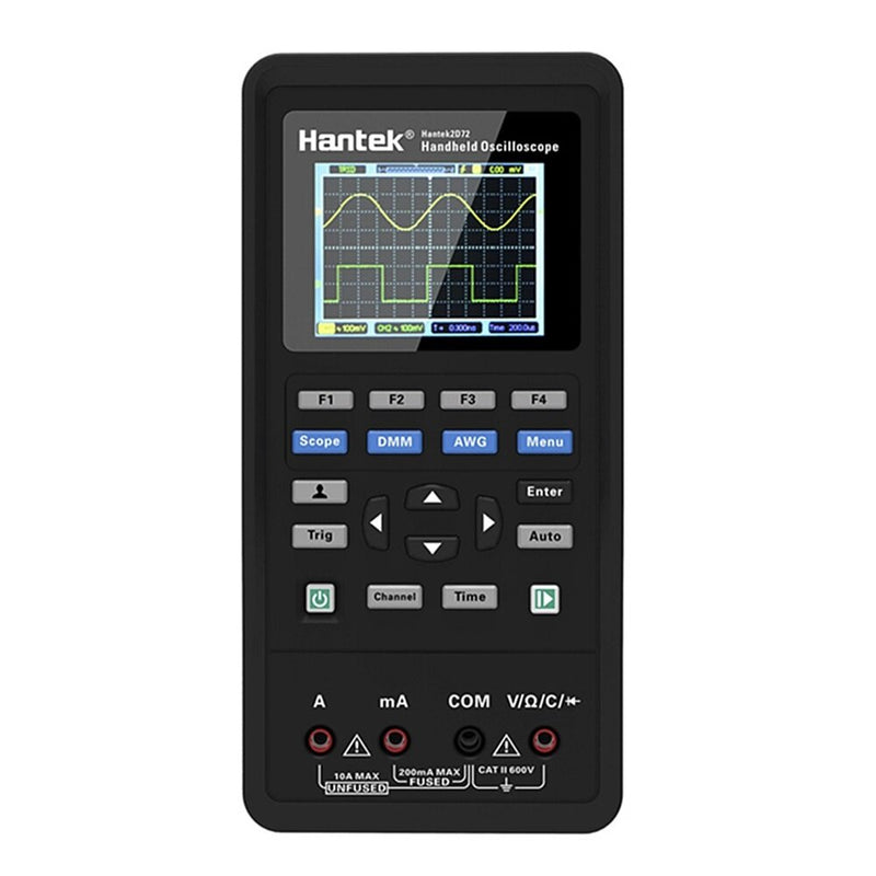 Hantek 3in1 Digital Oscilloscope+Waveform Generator+Multimeter Portable USB 2 Channels 40mhz 70mhz LCD Display Test Meter Tools Ultra-low Power Design with Large-capacity Lithium Battery One-key AUTO