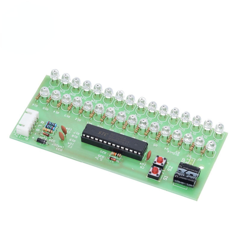 MCU Adjustable Display Pattern LED VU Meter Level Indicator Amplifier Audio 16 LED Dual Channel Green Lamp Light DC 8V To 12V
