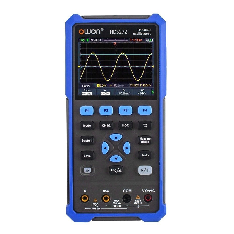 HDS200 Series 2CH Handheld Oscilloscope 40/70MHz Bandwidth 20000 Counts Multiumeter OSC + DMM + Waveform Generator 3 In 1 Suitable for Automobile Maintenance and Power Detection
