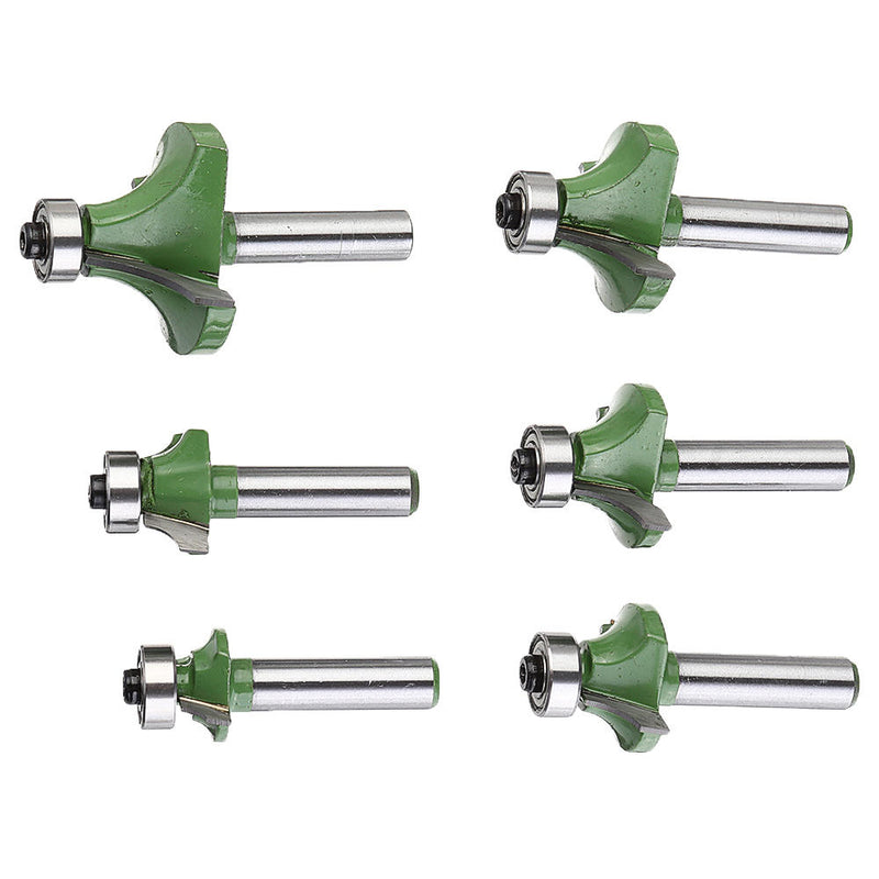 6Pcs 8mm Shank Router Bit Round Chamfer Edge Forming Router Bit Woodworking Cutter