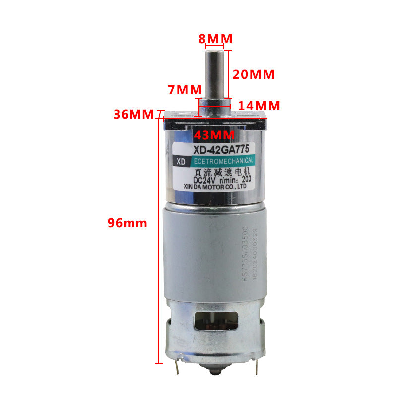 Machifit DC 24V 10/30/50/100RPM Geared Motor with Bracket 775 Reversible Gear Reducer Motor