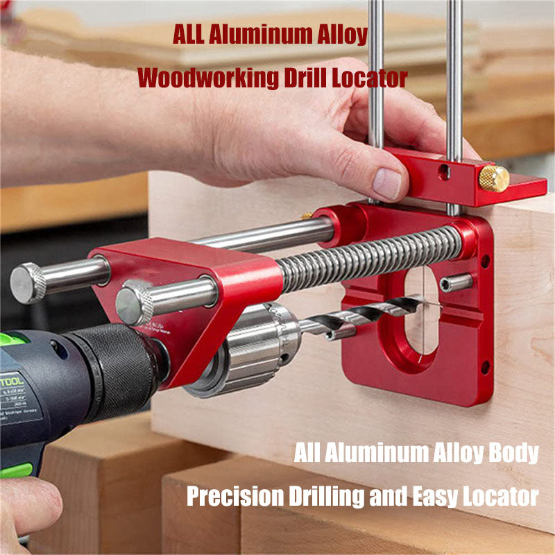 All Aluminum Alloy Adjustable Woodworking Drill Locator Pro Auto Line Drill Guide Puncher Mini Bench Drill Press Precise Positioning Tools Hole Drill