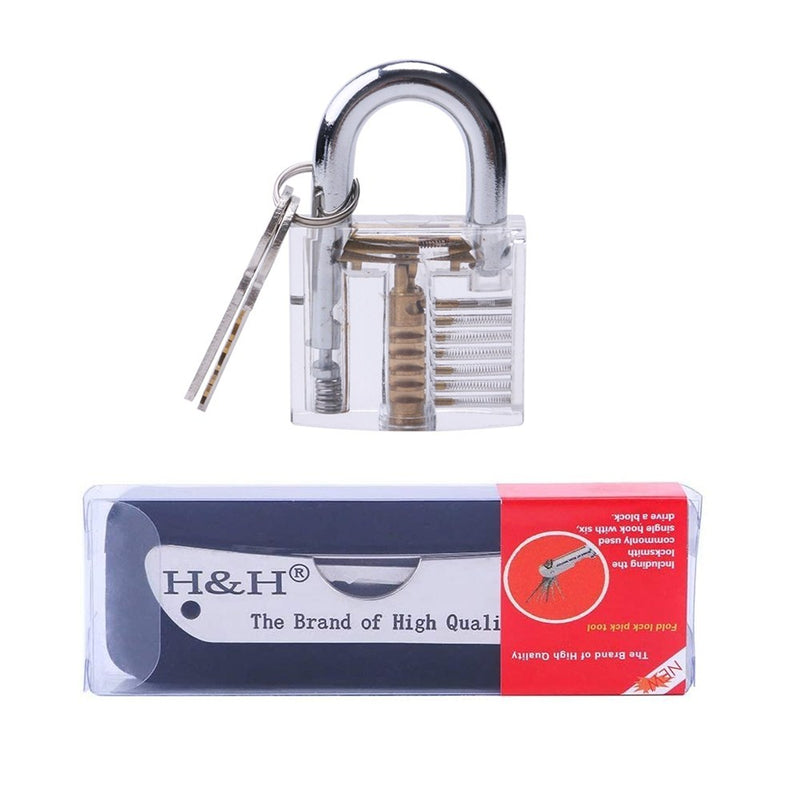 6 In 1 Folding Locksmith Tools Pocket Locksmith Set with Transparent Padlock Tool