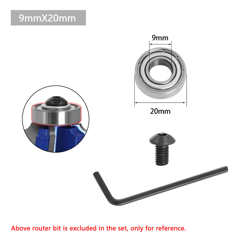 Router Bit Set Bearing Accessories Upper and Lower Bearing Cutter Head Bearing Tool Holder Bearing Milling Cutter Accessories Ball